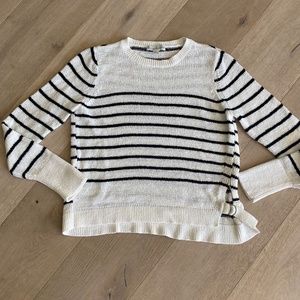 White + Warren Stripe Sweater Medium -ff10